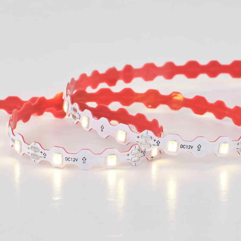 12V NC761T IP65 Rainproof S-Type LED Strip Light DC12V 60 LEDs/M SMD 2835 Single LED Cuttable 6.6mm PCB Width Flexible S-Type Design