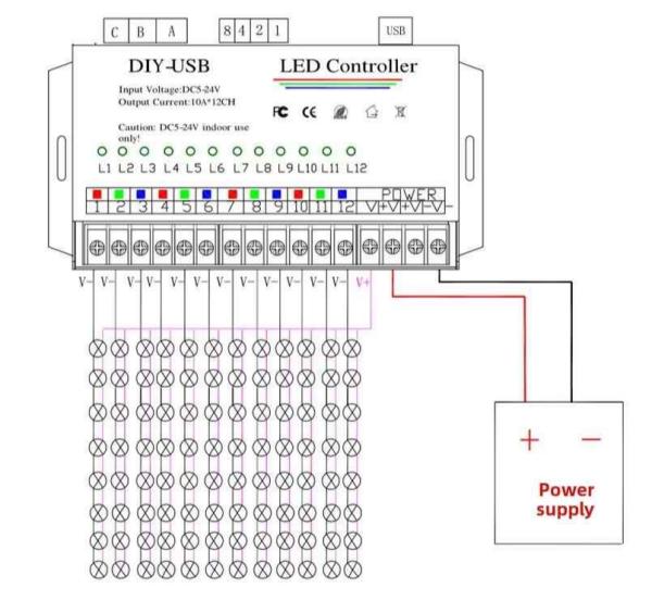Flash Controller DC 5-24V Led 12 Channels Flashing Time Controllable
