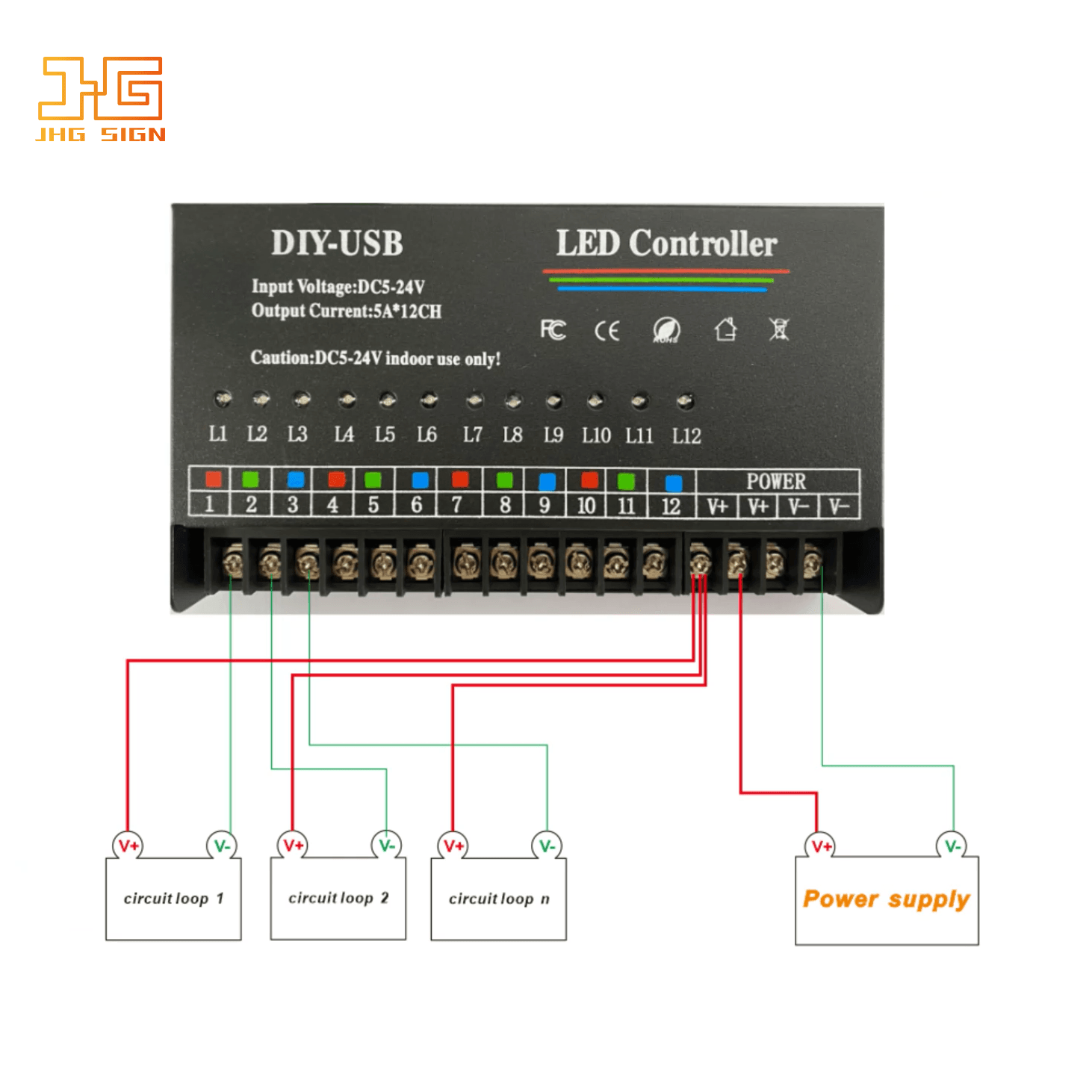 Flash Controller DC 5-24V Led 12 Channels Flashing Time Controllable