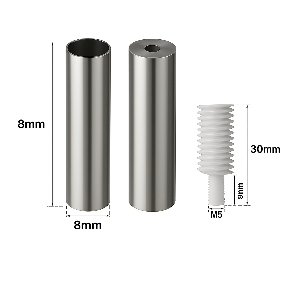 Backlit Sign Mounting Accessories | Mini Letter Screw Rod, High Foot Support, Through-Thread Nut, Acrylic Fixing Sleeve