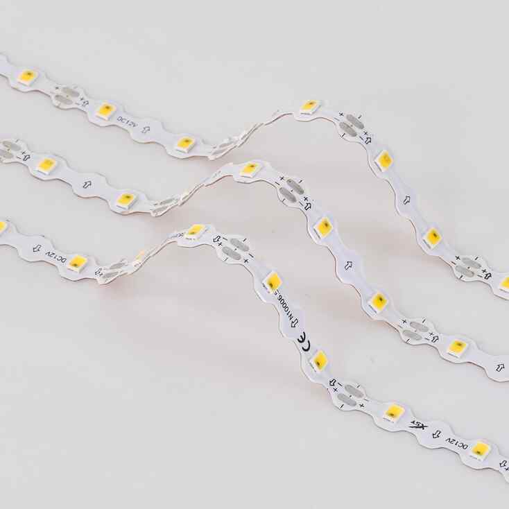 12V NC761T IP20 Not Waterproof S-Type LED Strip Light DC12V 60 LEDs/M SMD 2835 Single LED Cuttable 6.6mm PCB Width Flexible S-Type Design