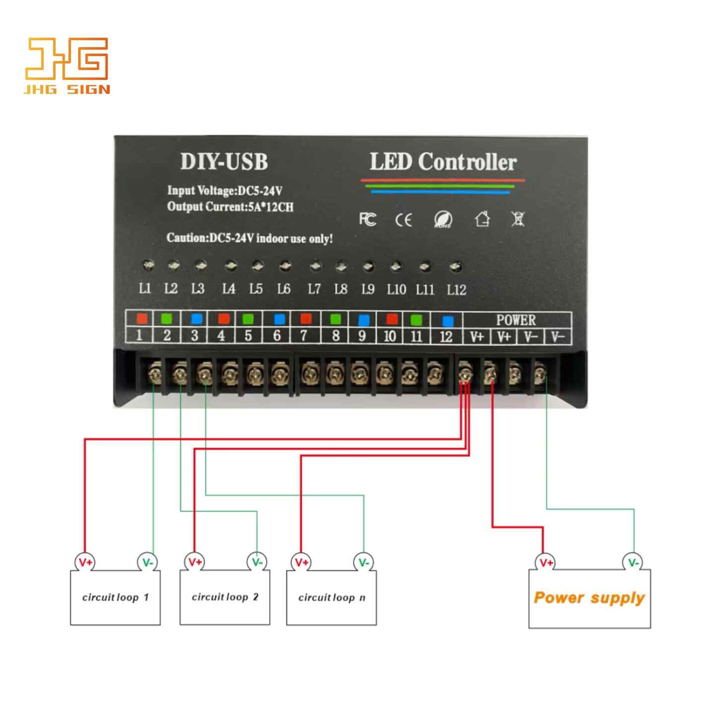 Flash Controller DC 5-24V Led 12 Channels Flashing Time Controllable