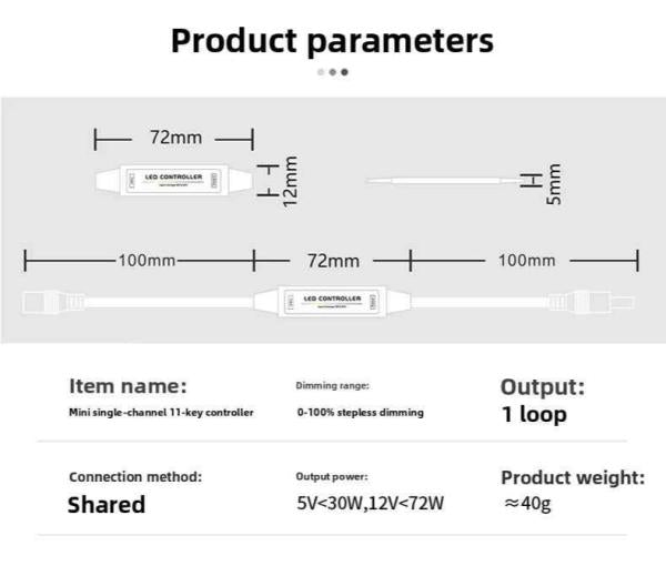 Remote Dimmer DC 12-24V Output 6A Led Controller