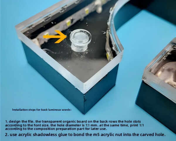 Backlit Sign Mounting Accessories | Mini Letter Screw Rod, High Foot Support, Through-Thread Nut, Acrylic Fixing Sleeve