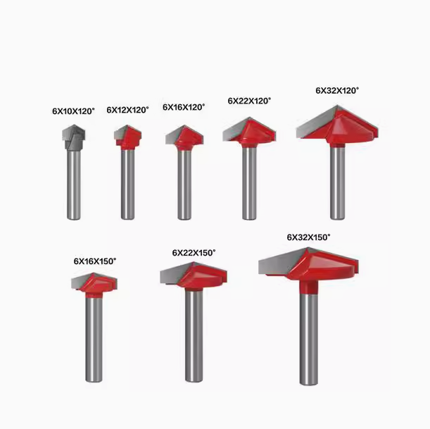 6mm Woodworking V-Groove Bit 60° Chamfering Triangle Slotting 90° CNC Router 1/2 Shank 3D Engraving Bit