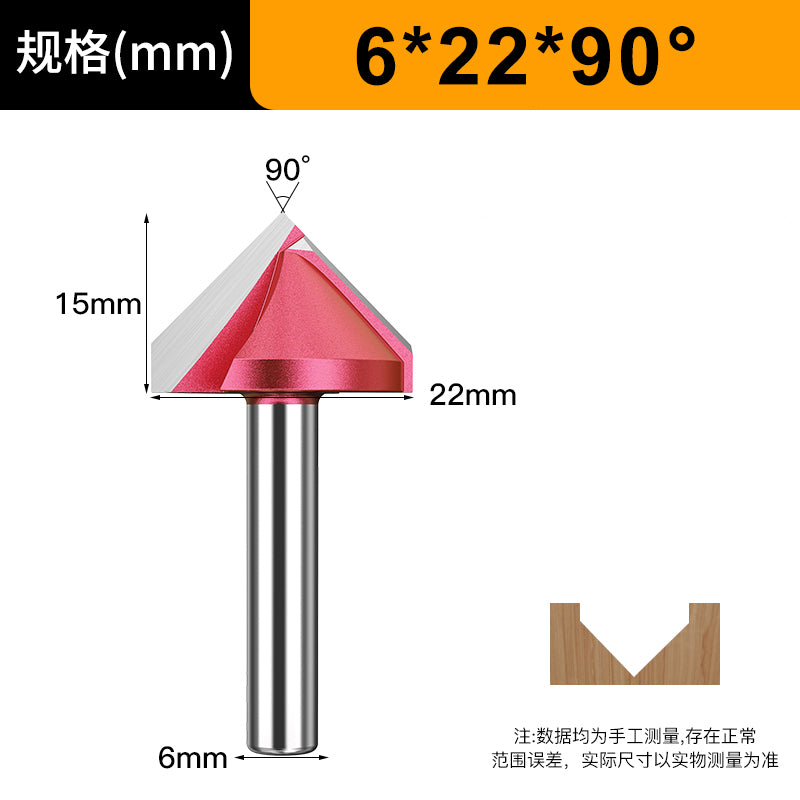 6mm Woodworking V-Groove Bit 60° Chamfering Triangle Slotting 90° CNC Router 1/2 Shank 3D Engraving Bit