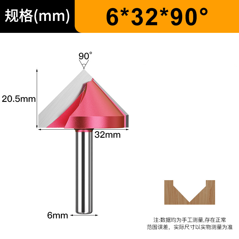 6mm Woodworking V-Groove Bit 60° Chamfering Triangle Slotting 90° CNC Router 1/2 Shank 3D Engraving Bit