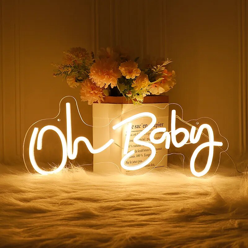 Neon Sign Custom Oh Baby LED Light Party Flex Clear Acrylic Neon Sign Decoration
