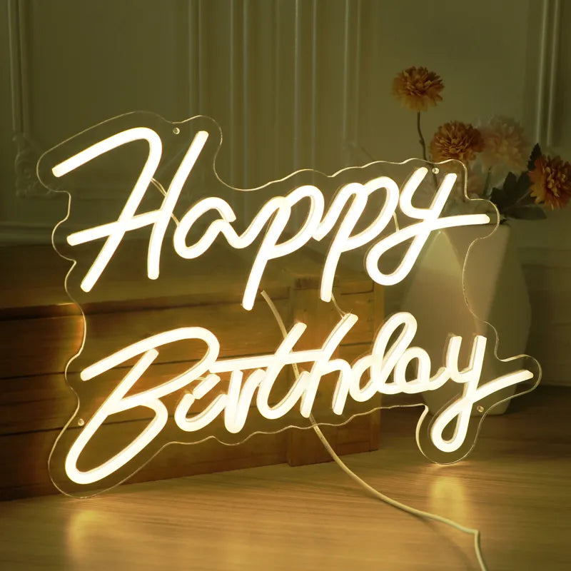Happy Birthday Led Neon Sign for Birthday Party Decor Neon Light Home Hanging Decor