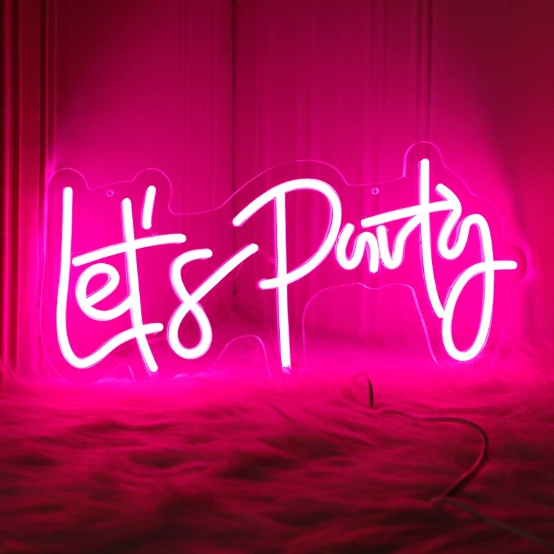 Lets Party Neon Sign LED Lamps Garden Birthday Celebrate Party  Art Wall Decor Gift