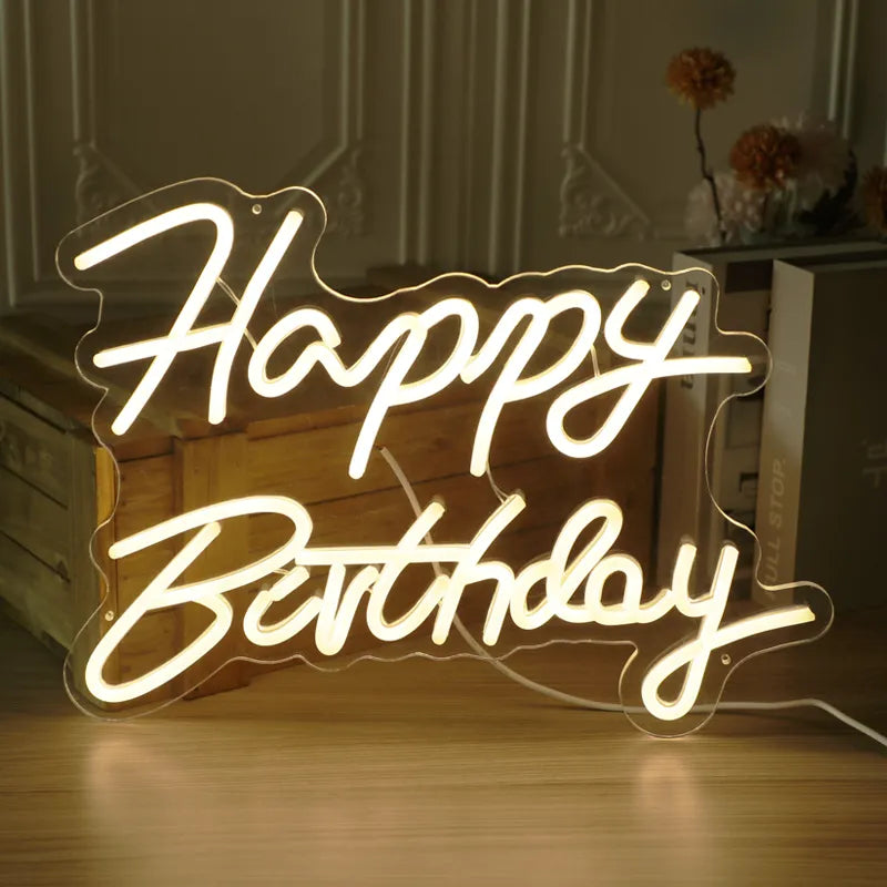 Happy Birthday Led Neon Sign for Birthday Party Decor Neon Light Home Hanging Decor
