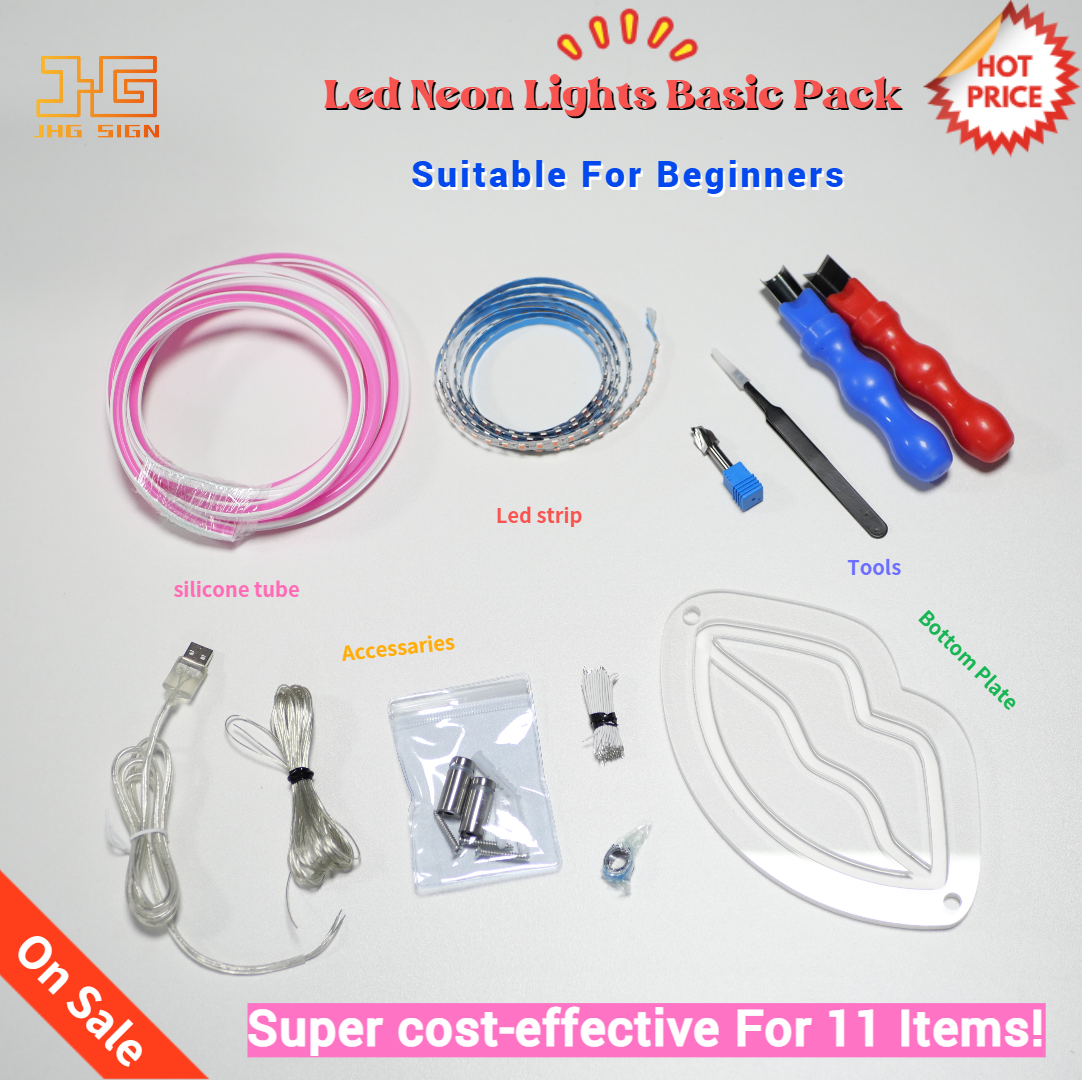 DIY Sale Kiss Design Basic Kit 2nd Generation Neon Materials Testing Kit Milling Cutter Included 5V led Hot Pink Accessaries