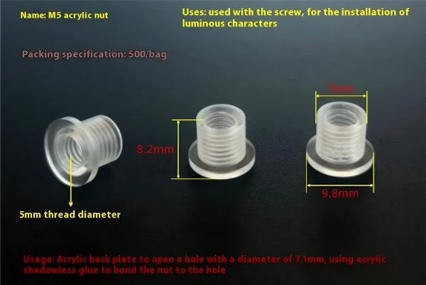 Backlit Sign Mounting Accessories | Mini Letter Screw Rod, High Foot Support, Through-Thread Nut, Acrylic Fixing Sleeve