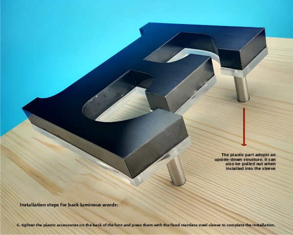 Backlit Sign Mounting Accessories | Mini Letter Screw Rod, High Foot Support, Through-Thread Nut, Acrylic Fixing Sleeve