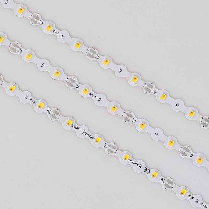 12V NC761T IP20 Not Waterproof S-Type LED Strip Light DC12V 60 LEDs/M SMD 2835 Single LED Cuttable 6.6mm PCB Width Flexible S-Type Design